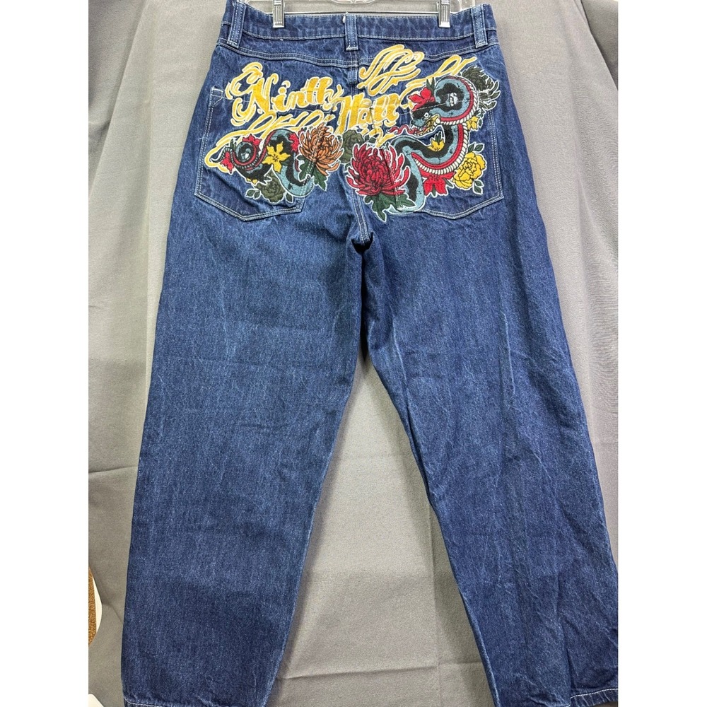 Ninth Hall Men's Embroidered‎ Dragon Snake Floral Jeans Denim Size 30